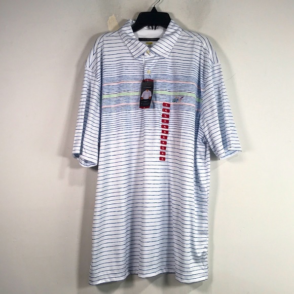 Greg Norman Striped Short Sleeve Polo Men's Size XL - White/Multi